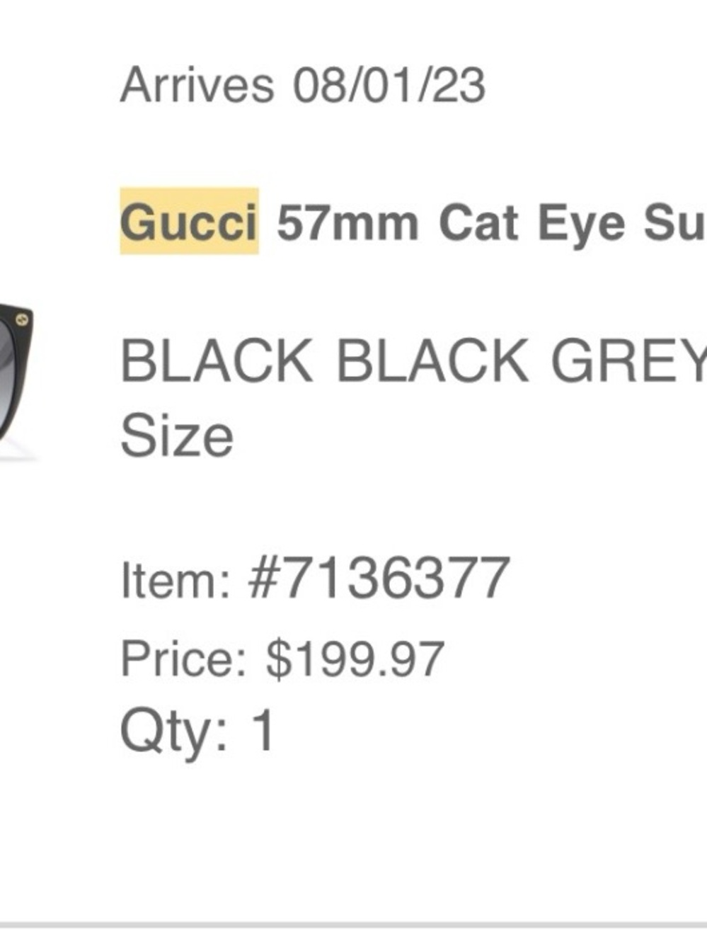 Gucci Black Women's Sunglasses with Gray Gradient Lenses - Picture 6 of 6